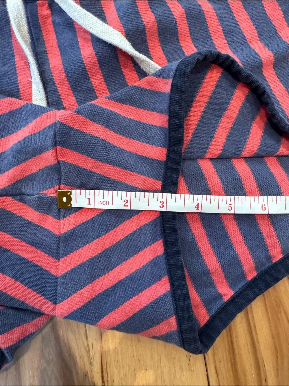 Striped Navy and Coral Women’s Drawstring Shorts